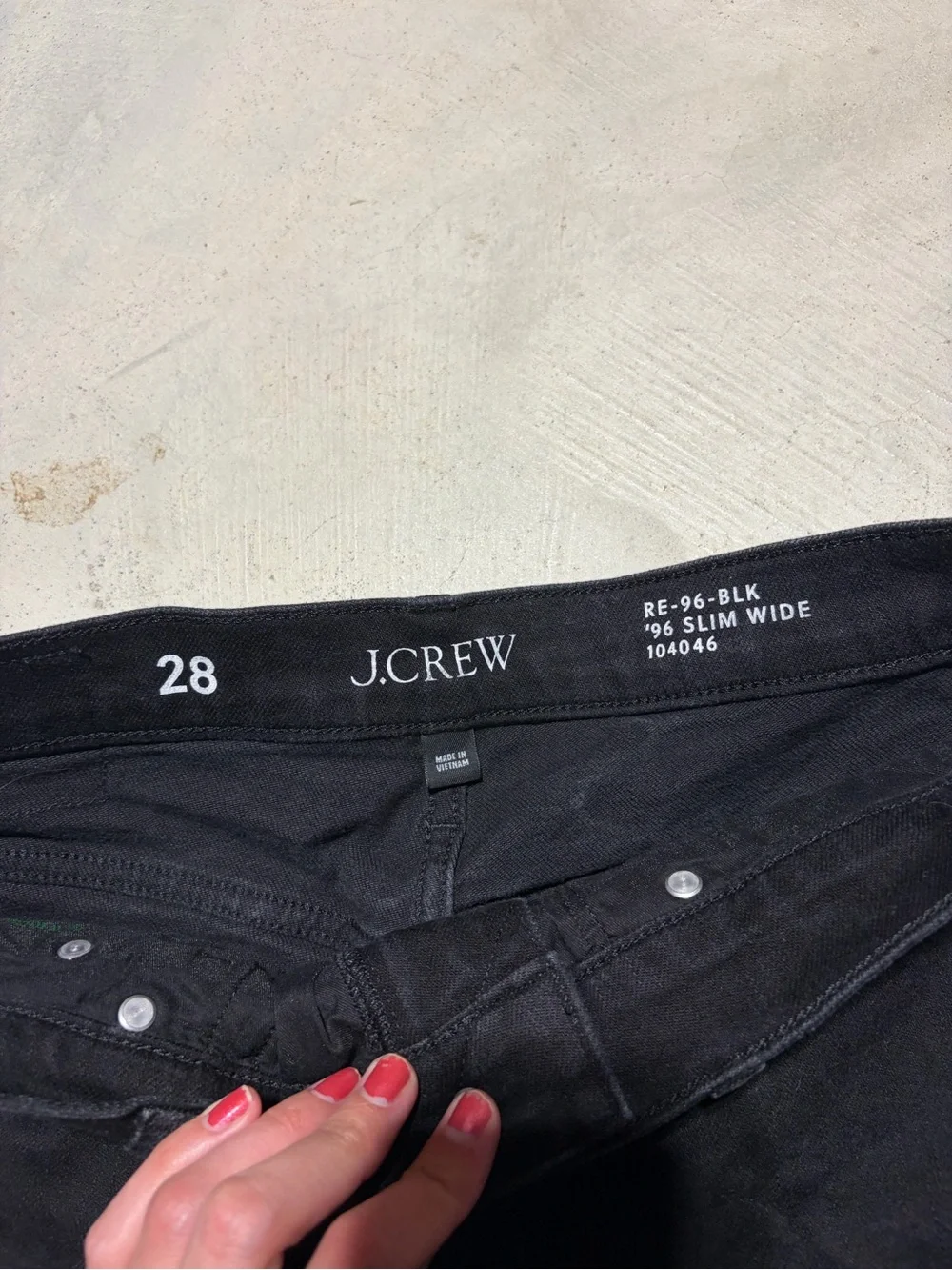 J. Crew re-96-blk ‘96 slim wide Black Jeans 28